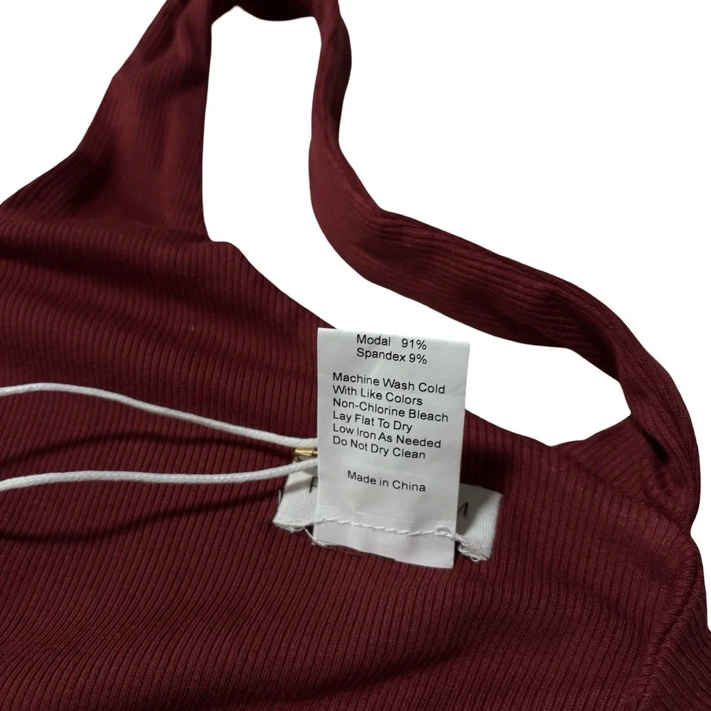 NWT Riot Swim‎ Lounge Square Neck Back Tie Tank Top Red Size XS